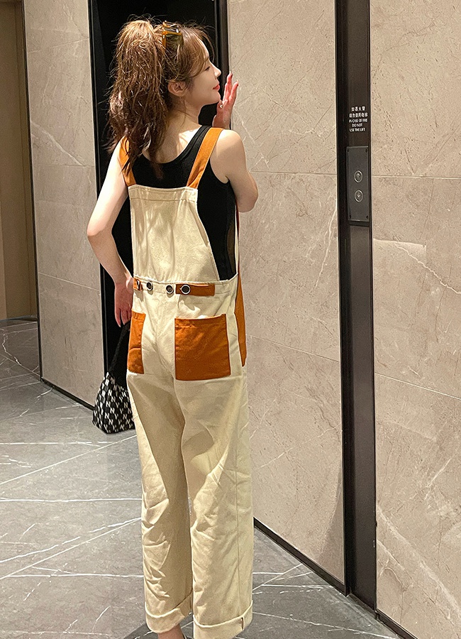 Loose show young jumpsuit wide leg Casual bib pants for women