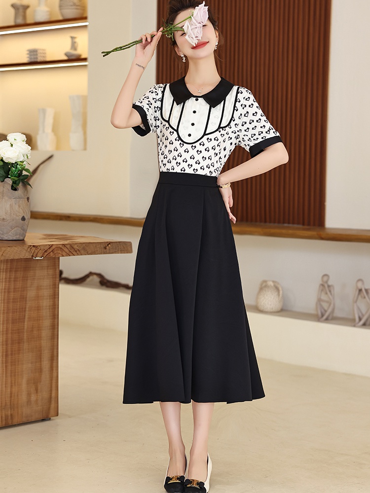 Chinese style mixed colors summer skirt 2pcs set