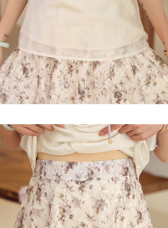 Retro long skirt skirt 2pcs set for women