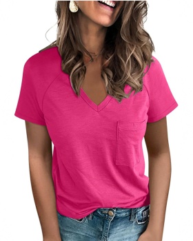 Spring and summer T-shirt V-neck tops for women