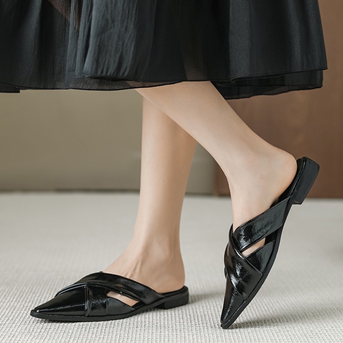Thick summer lazy shoes pointed slippers for women
