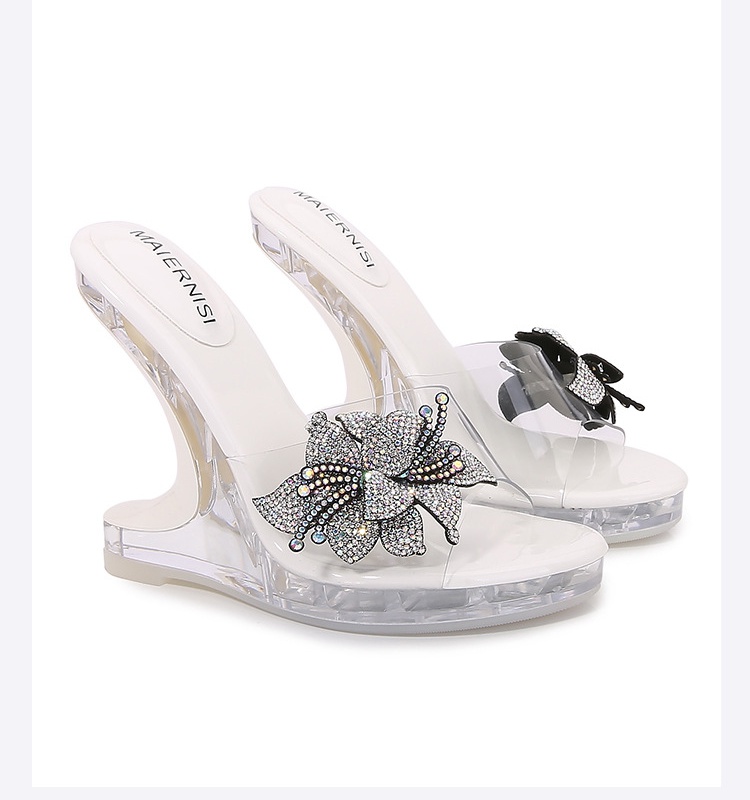 Bow high-heeled shoes catwalk slippers for women