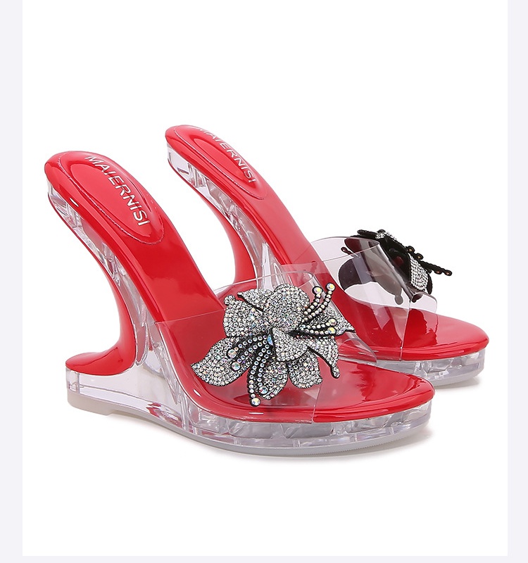 Bow high-heeled shoes catwalk slippers for women