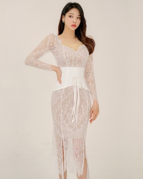 Korean style temperament dress split long dress for women