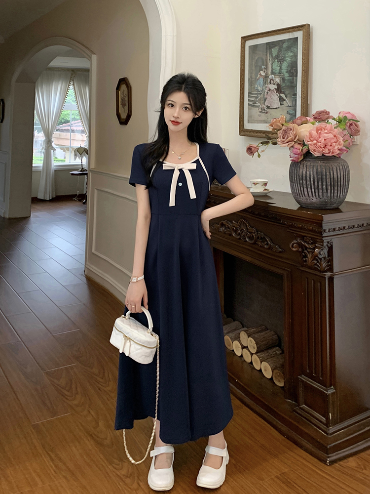 College style pinched waist long large yard dress for women