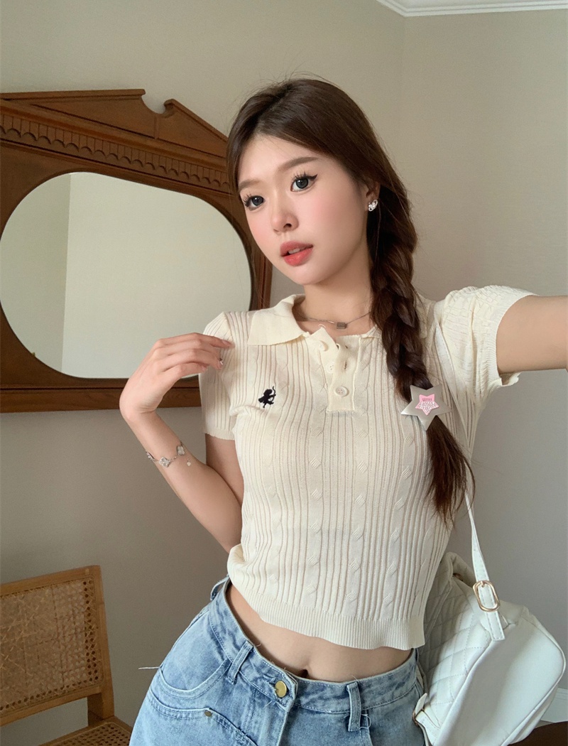 Slim Korean style sweater college style short T-shirt