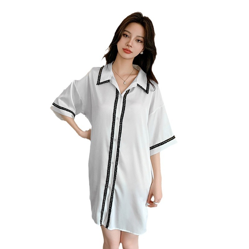 Hollow homewear night dress ice silk pajamas for women