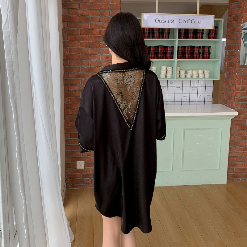 Hollow ice silk skirt enticement pajamas for women