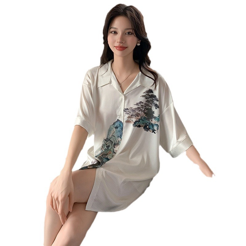 Silk summer cardigan homewear shorts a set