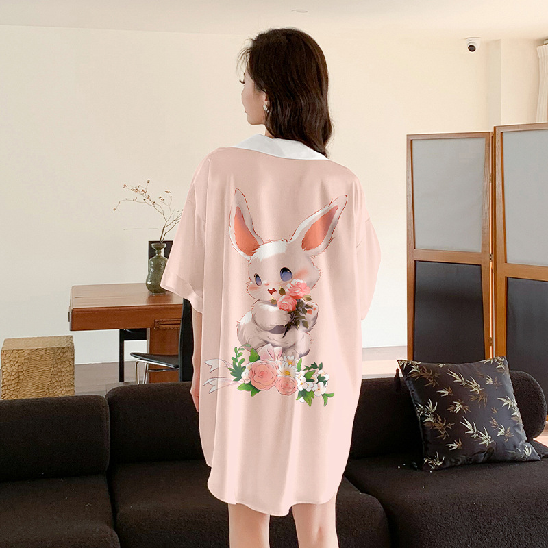 Rabbit colors pajamas lovely short sleeve sleeve shirt