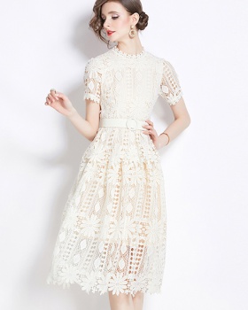 Hollow long slim light luxury fashion lace dress