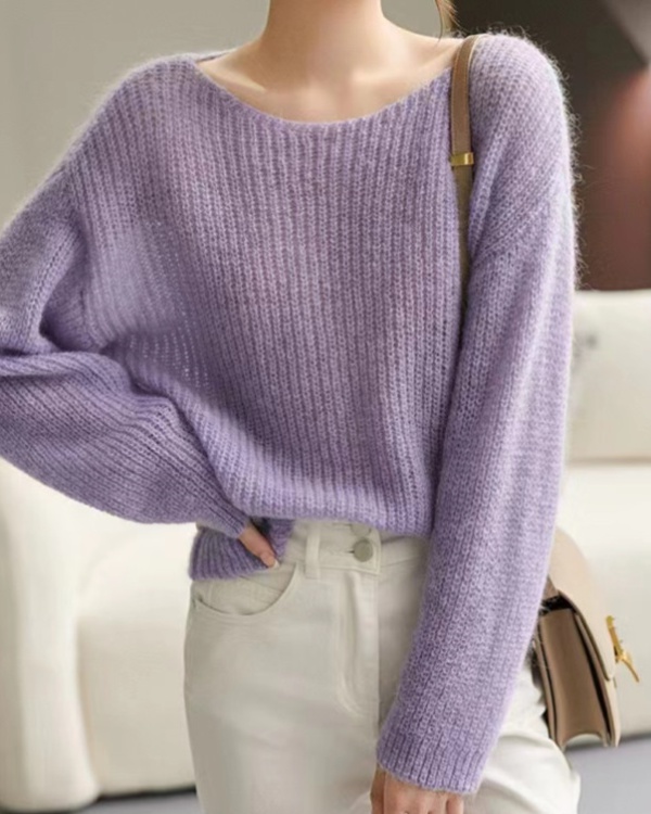 Pullover long sleeve lazy sweater loose sunscreen tops