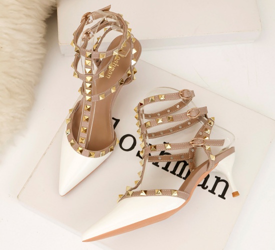 Hollow rome nightclub high-heeled shoes metal sexy sandals