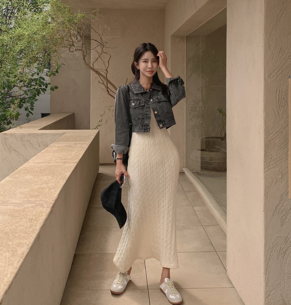 Knitted dress spring and summer long dress for women