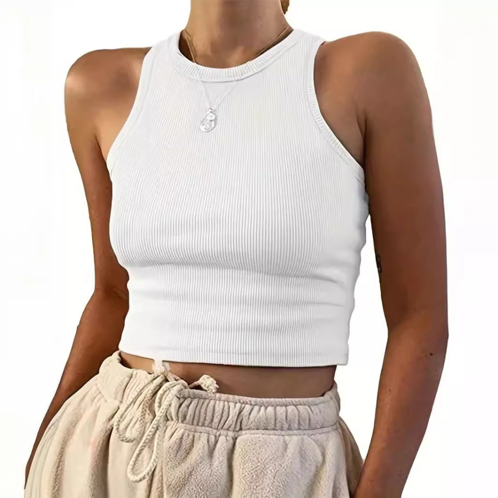 Sleeveless simple vest summer short tops for women