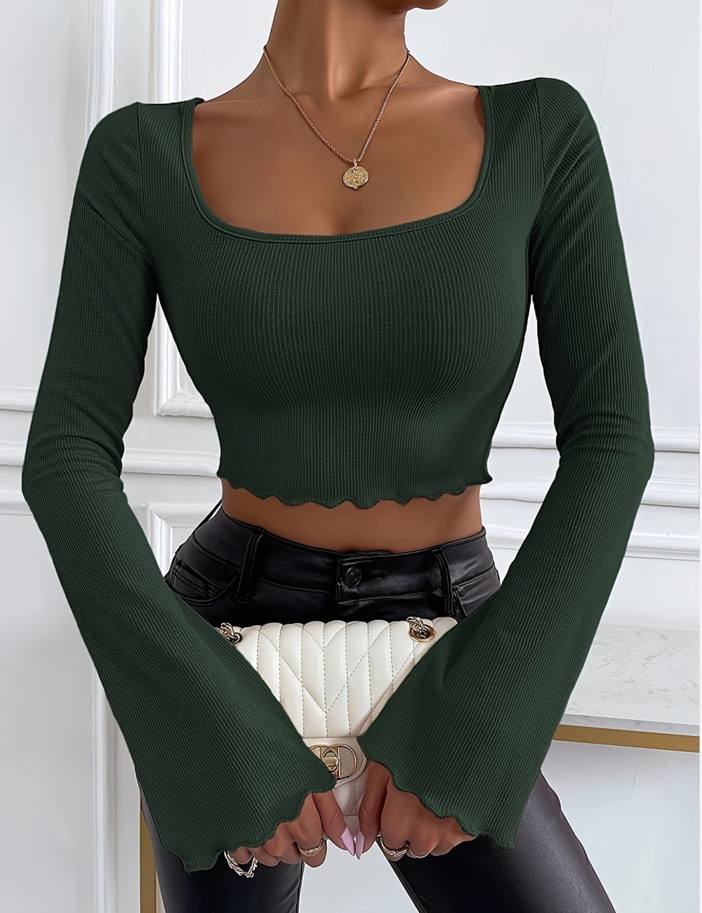 Short sexy simple T-shirt long sleeve bottoming tops