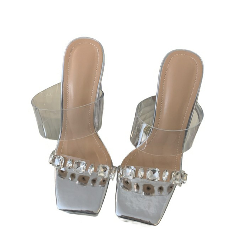 Transparent wears outside shoes thick slippers for women