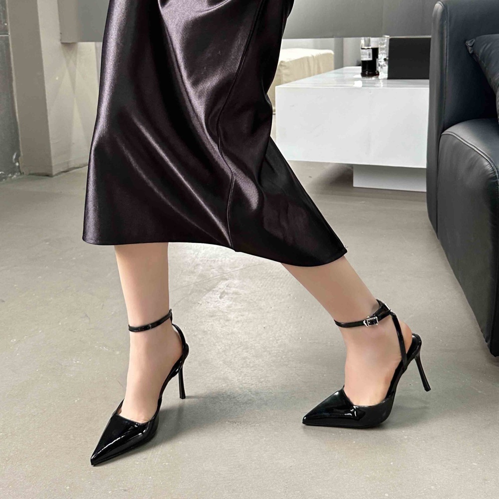 Black wedding shoes bridesmaids high-heeled shoes for women