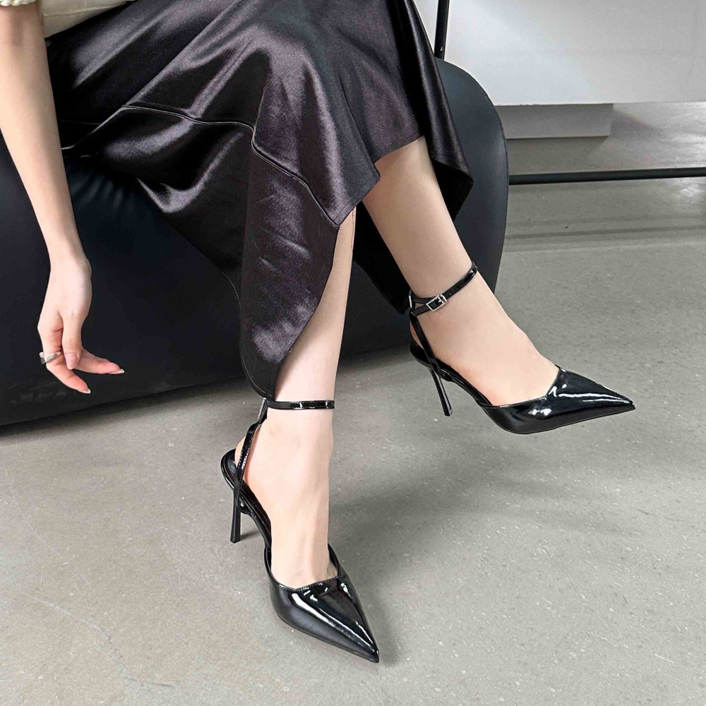 Black wedding shoes bridesmaids high-heeled shoes for women