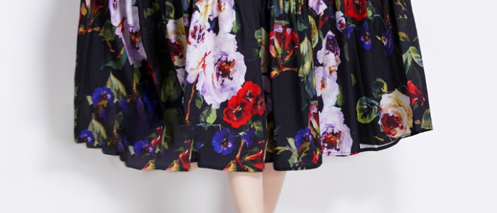 High waist printing tops retro skirt for women