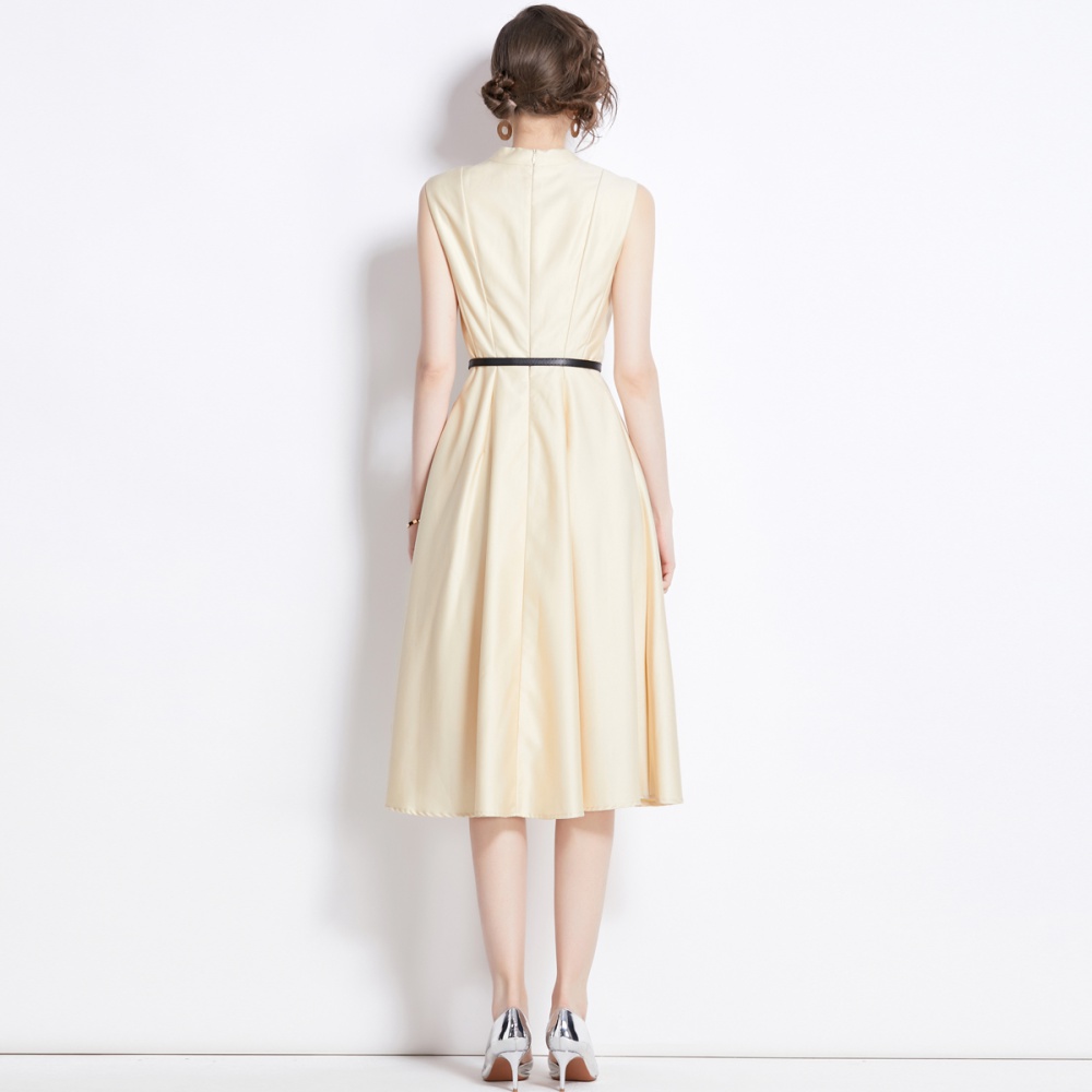 Frenum V-neck slim high waist sleeveless long dress for women