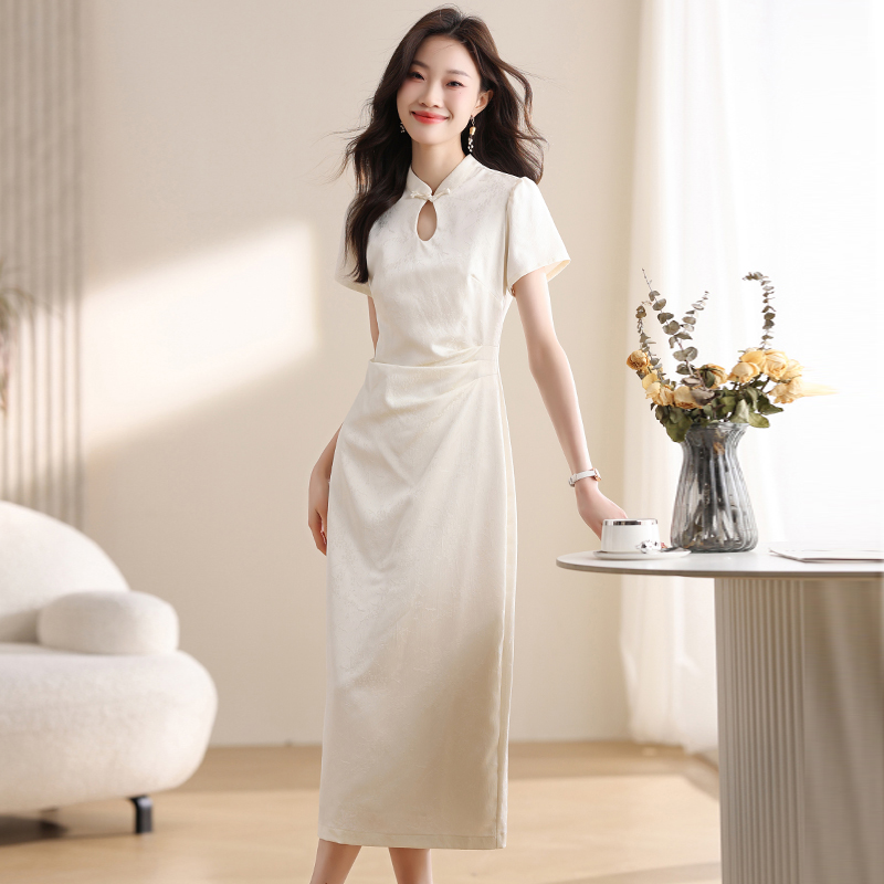 Jacquard dress summer cheongsam for women