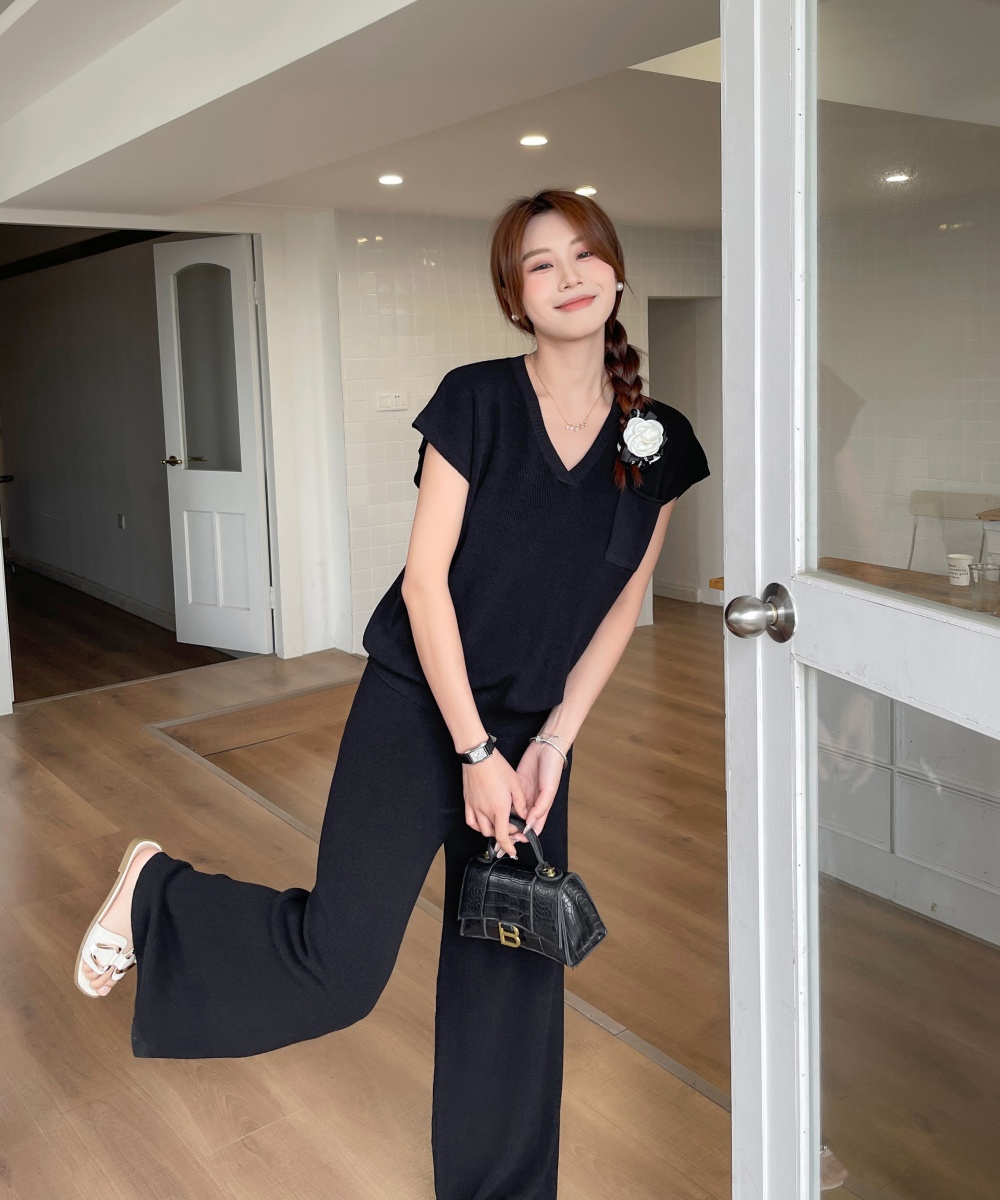 Korean style Casual long pants 2pcs set for women