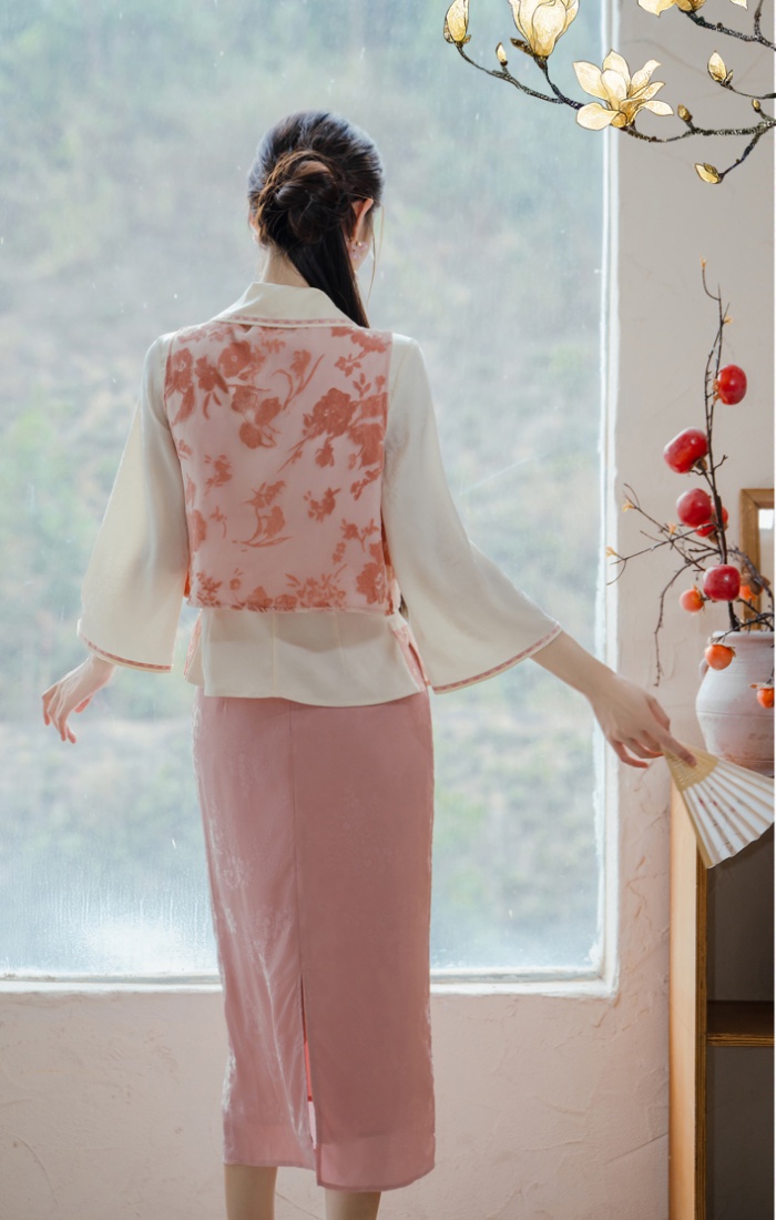 Chinese style long sleeve dress a set