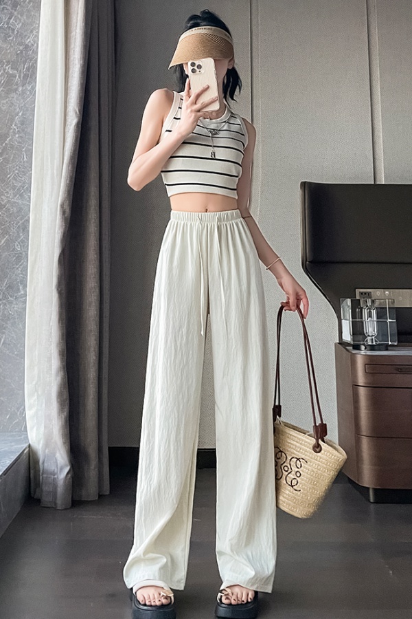 Spring and summer straight casual pants washed wide leg pants