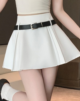 Pleated white shorts all-match show high culottes for women