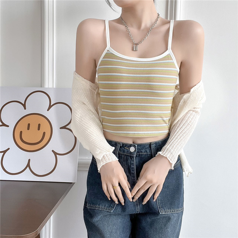 Short with chest pad tops sling fresh vest for women