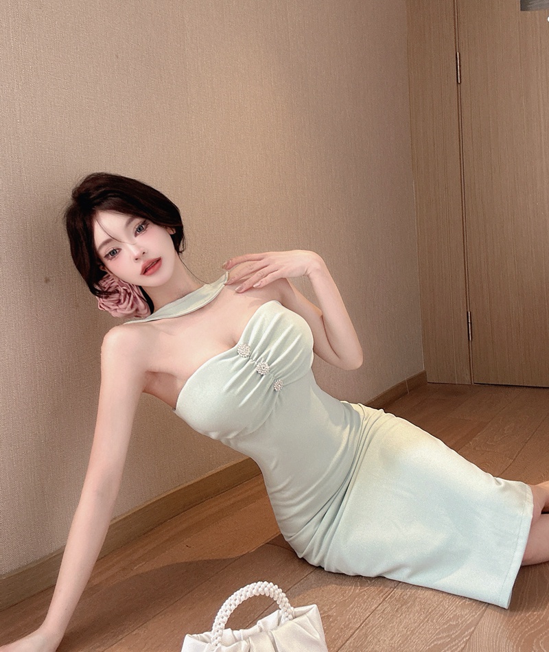 Sling halter dress package hip long dress for women