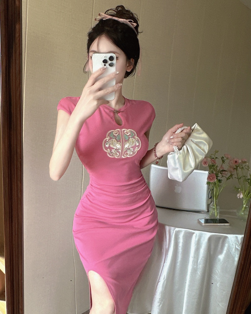 Embroidery dress Chinese style long dress for women