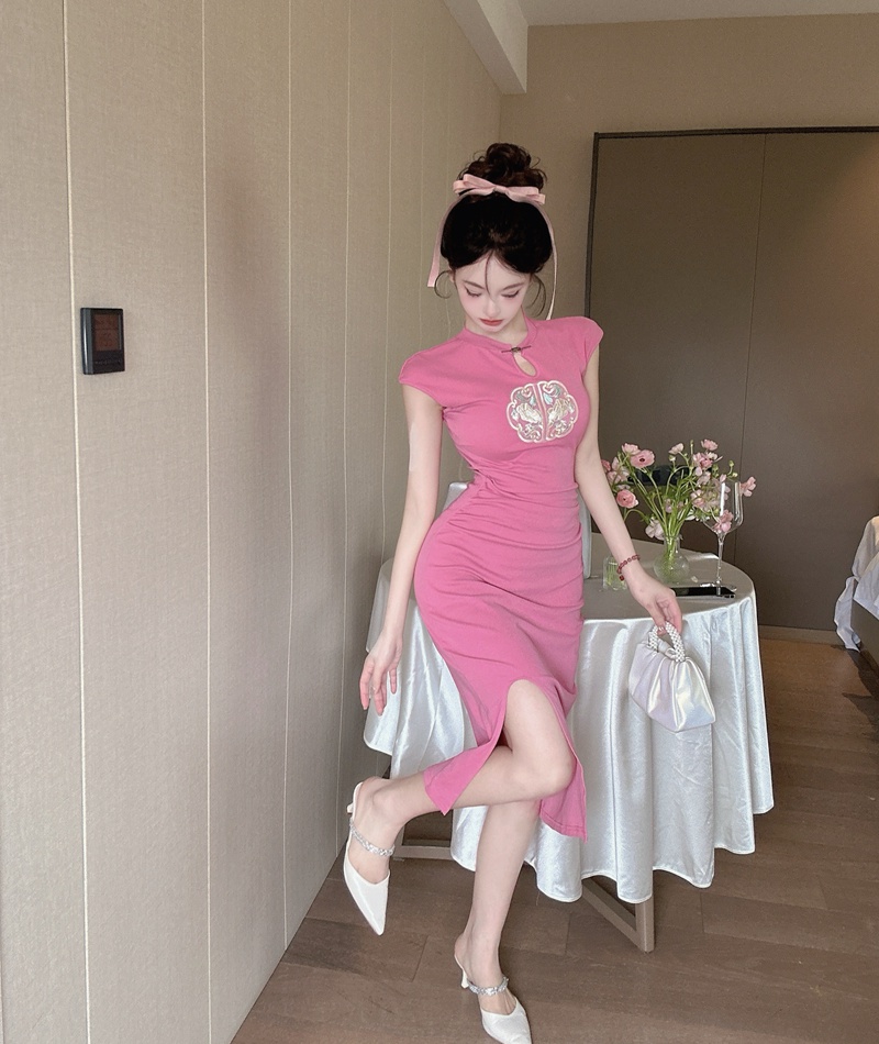 Embroidery dress Chinese style long dress for women