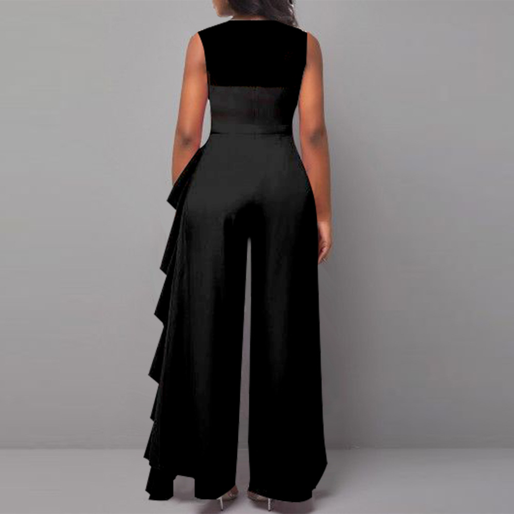European style high waist splice jumpsuit for women