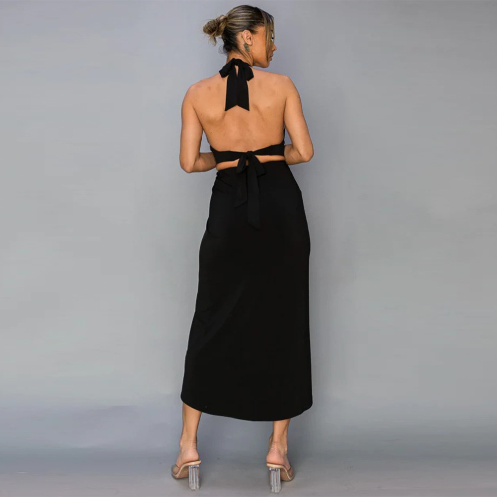 Slim fashion sleeveless halter dress for women