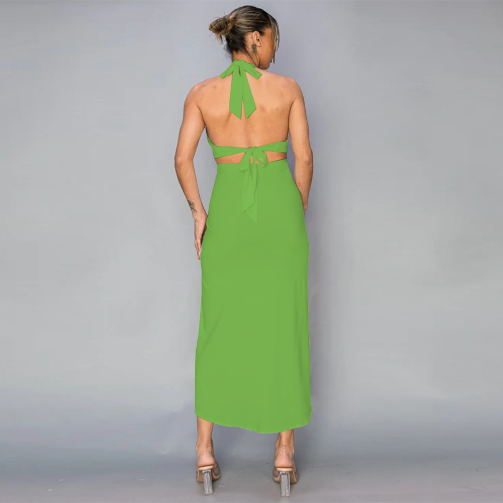Slim fashion sleeveless halter dress for women