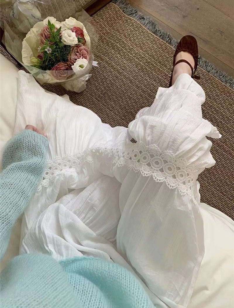 High waist A-line lace ballet embroidery skirt