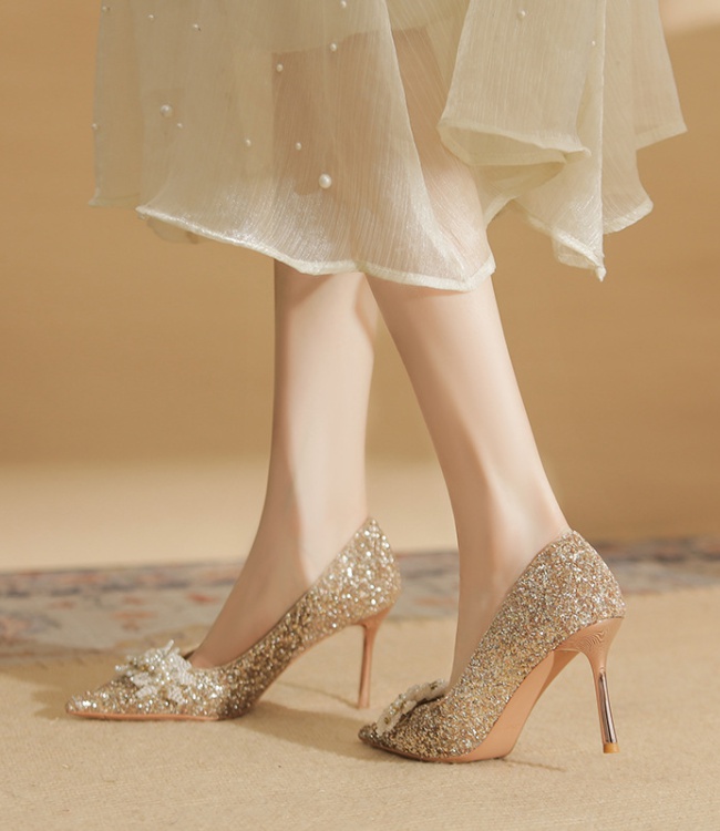 Pointed bride shoes France style wedding shoes for women