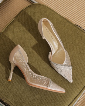 Sheepskin shoes rhinestone high-heeled shoes for women