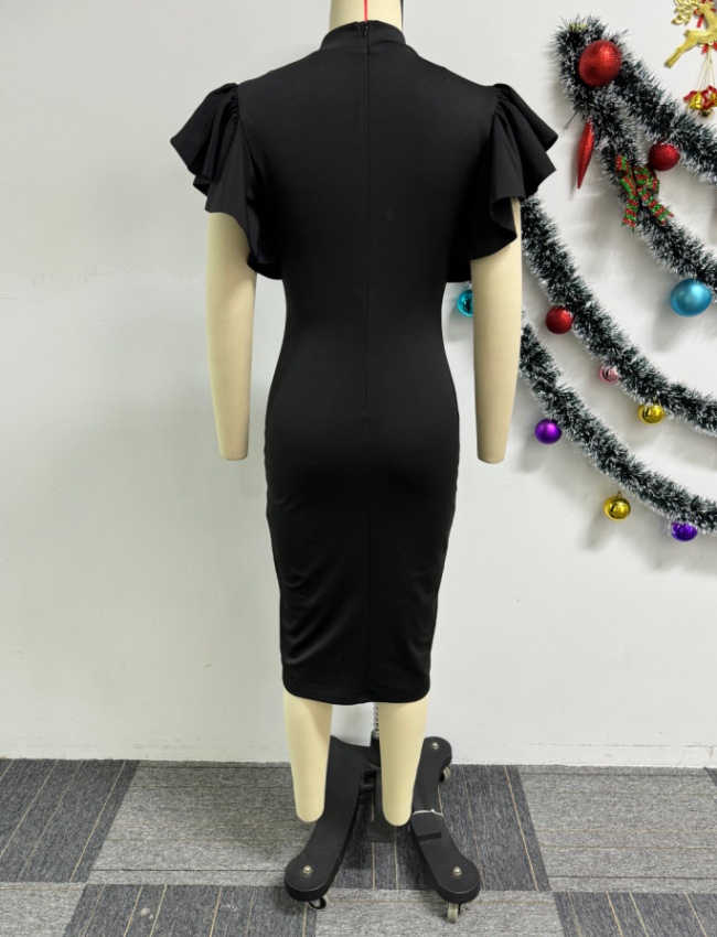 Sleeveless pure tight package hip European style dress