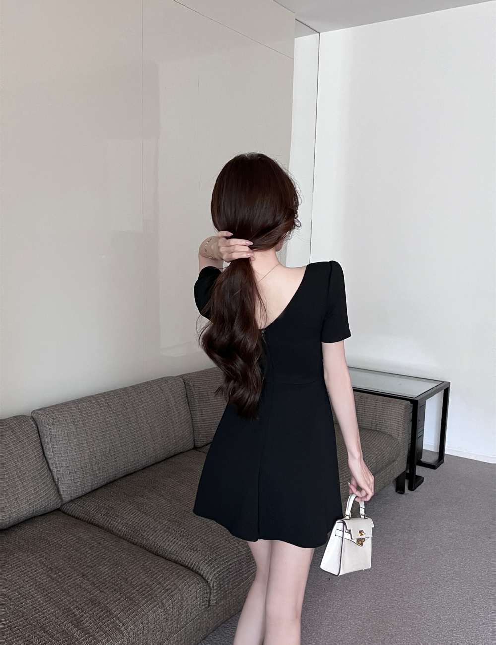 Pure big skirt dress low-cut sexy work clothing