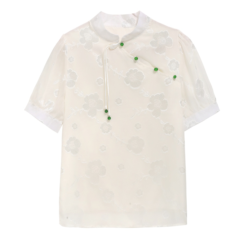 Summer short sleeve small shirt jacquard shirt for women