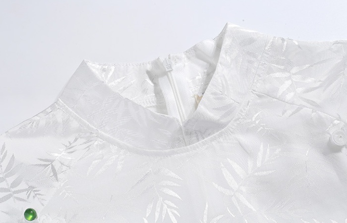 Chinese style jacquard niche tops white temperament shirt