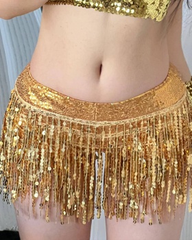 Latin dance bar sequins shorts stage tassels skirt for women