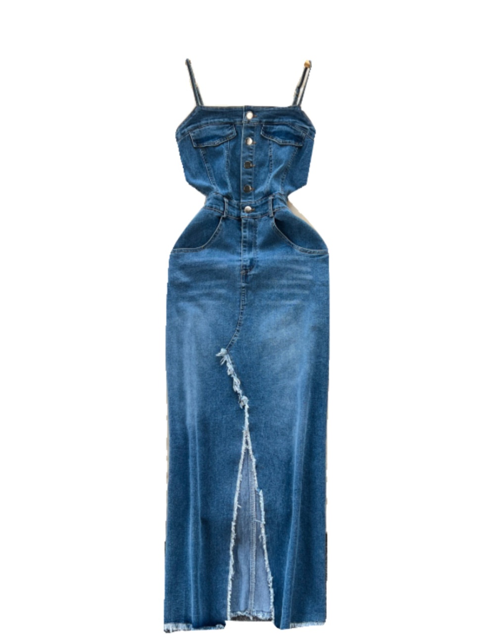 Burr long split binding retro slim summer dress for women
