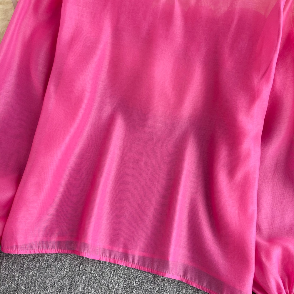 Pullover all-match tops puff sleeve shirt for women