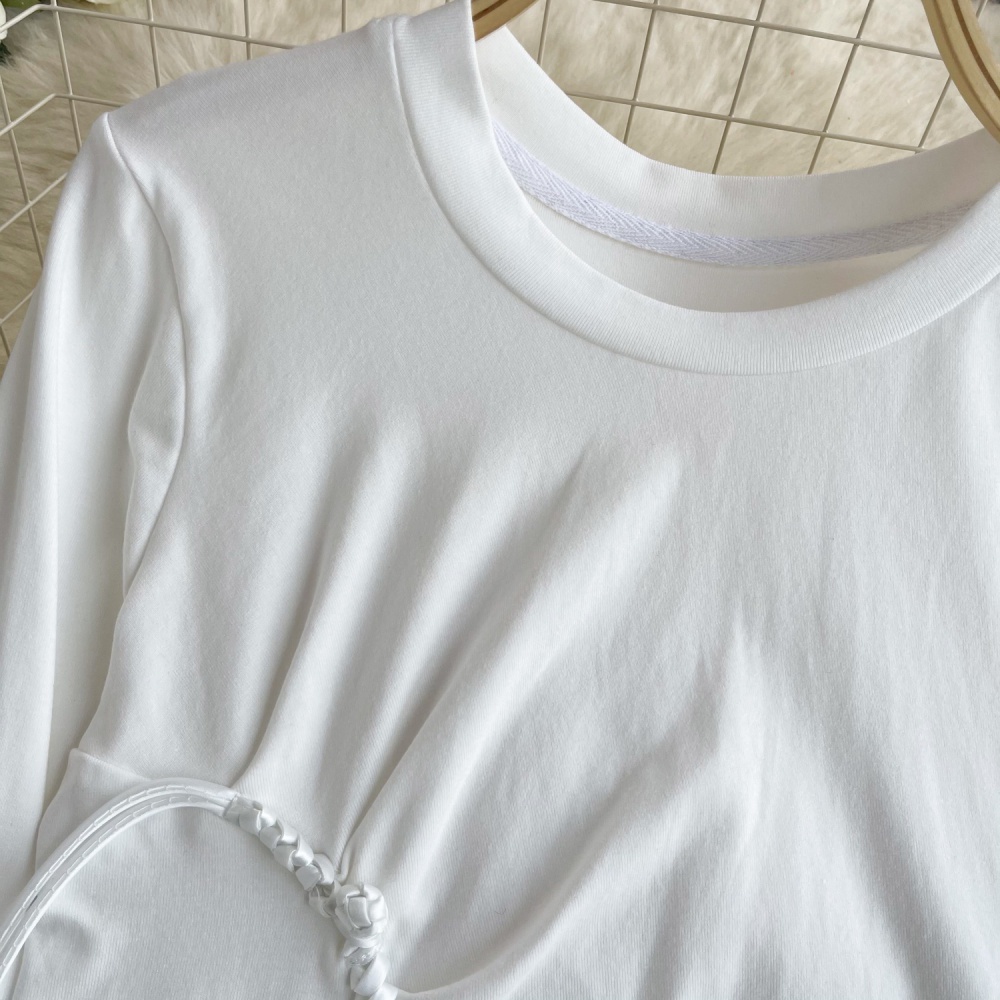 Irregular slim T-shirt all-match fold tops for women