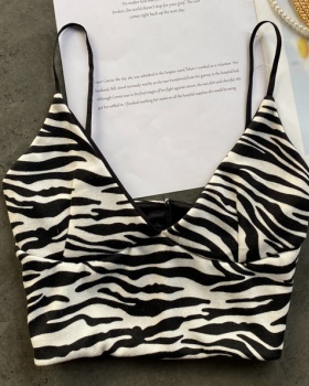 V-neck slim animal pattern vest sexy sling tops