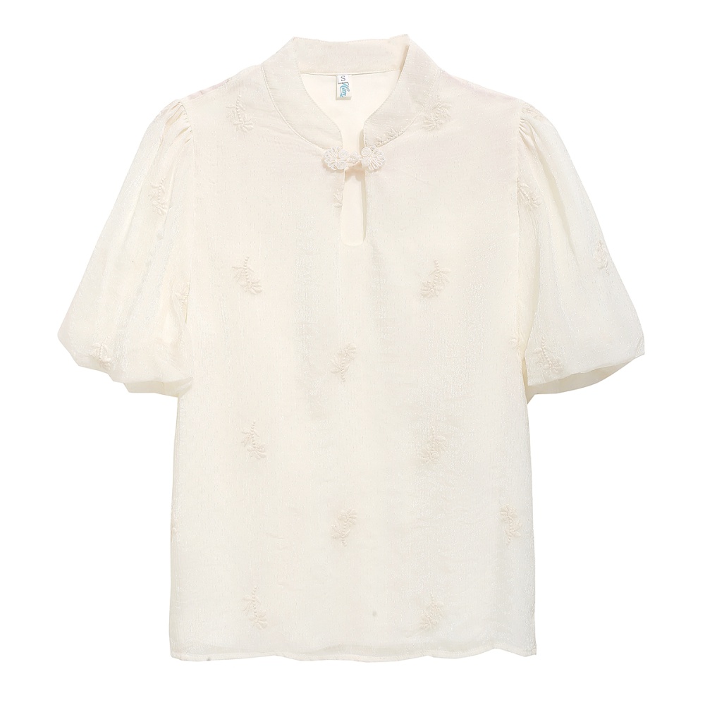 Chinese style summer shirt hollow chiffon tops for women